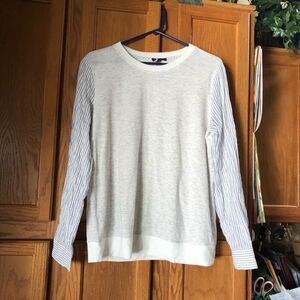 J Crew Scoop Neck Heather Nautical Striped Combo Pullover Sweatshirt - M